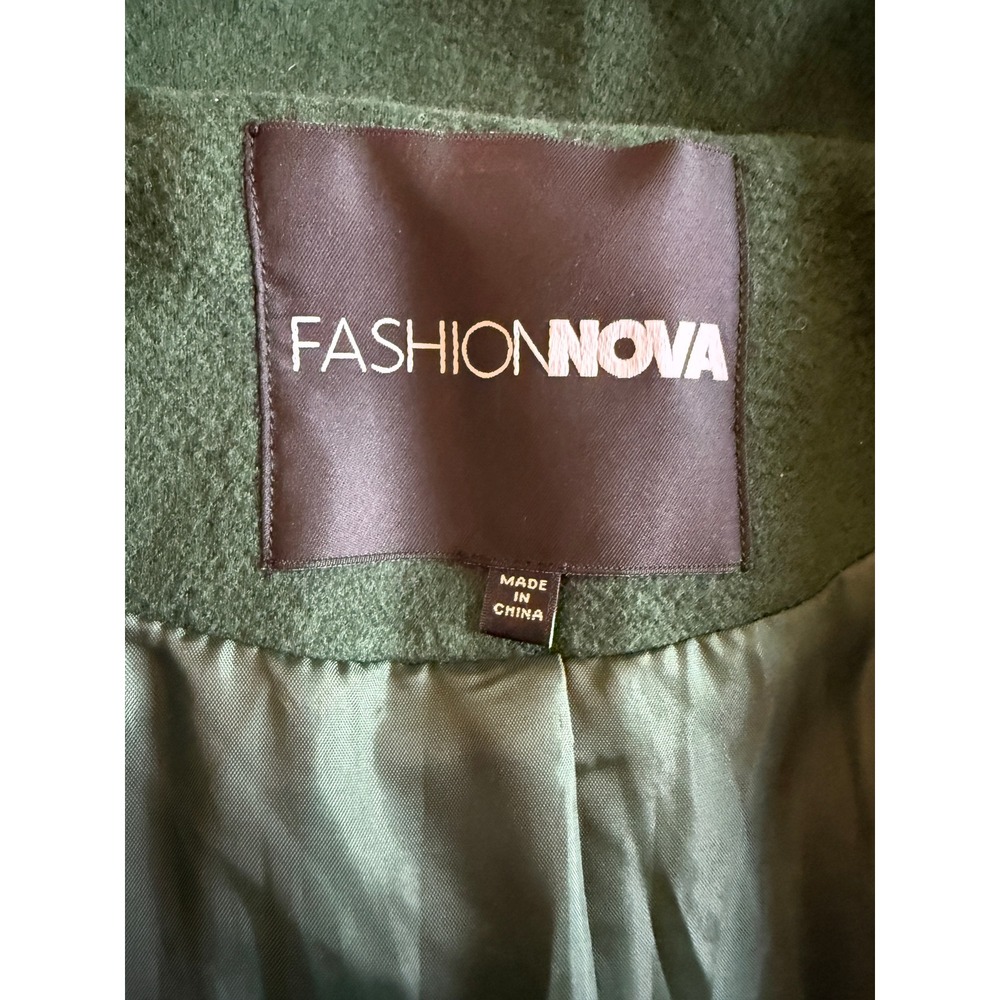 Fashion Nova SOA0001 Olive Green Longline Open Front‎ Overcoat Jacket Small - Picture 4 of 7